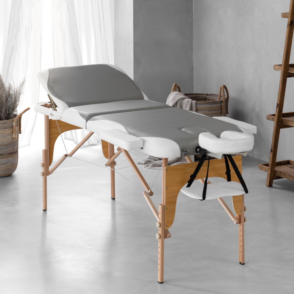 Massage Bed – 3-Section Deluxe – Grey & White